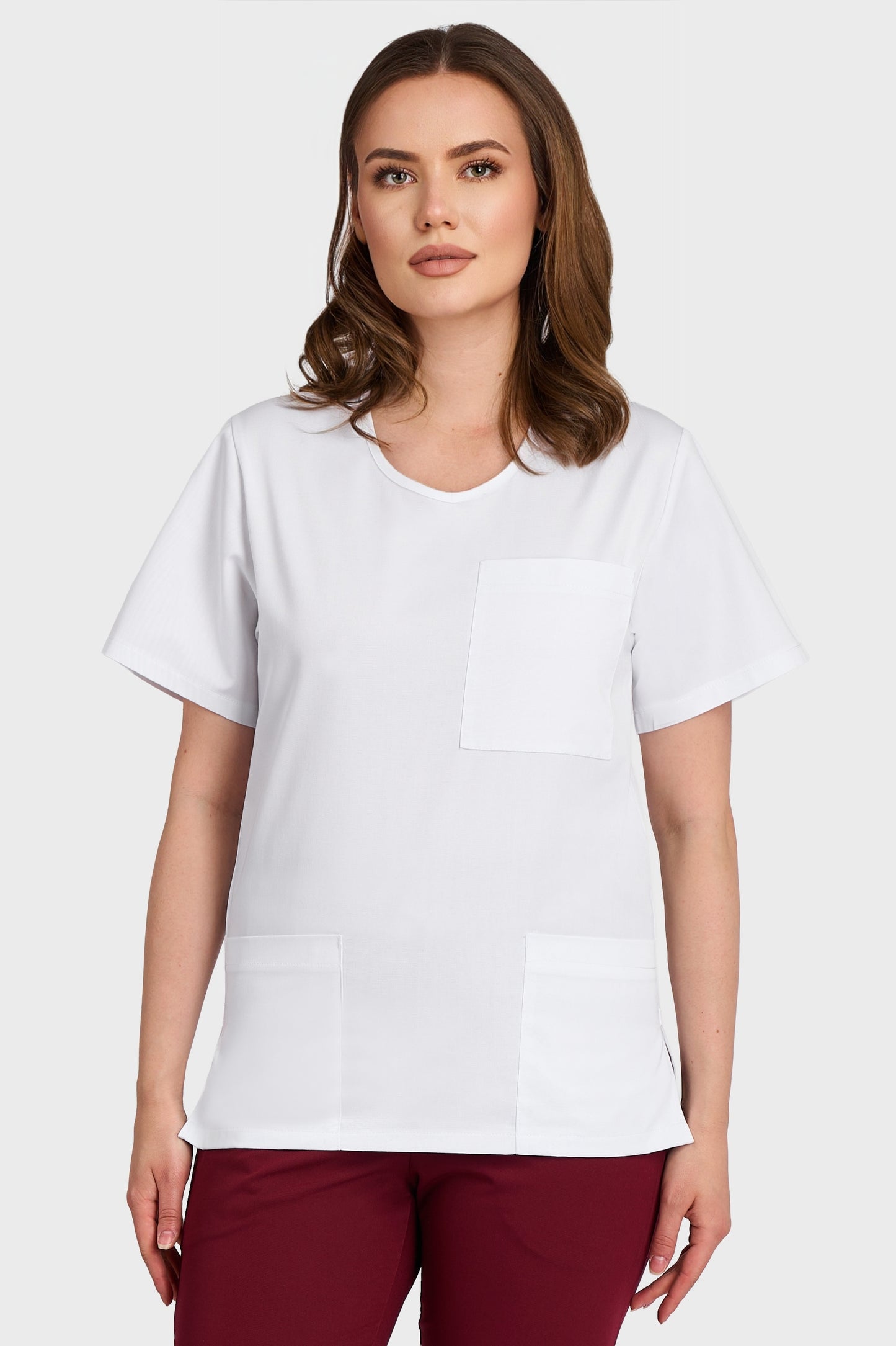 Bluza Medicala Dona Femei - Alb - vedere frontala - Akitex 