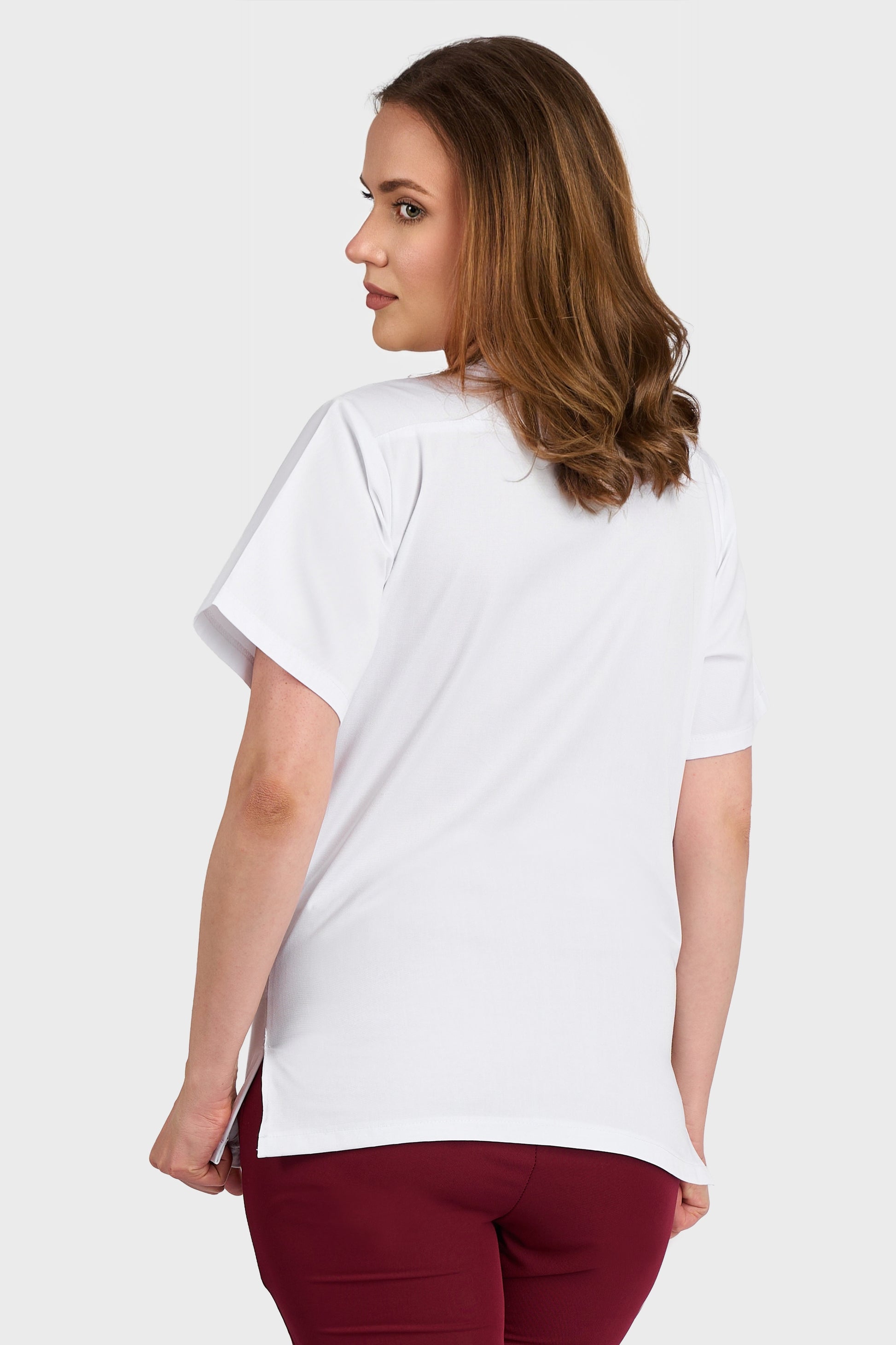 Bluza Medicala Dona Femei  - Alb - vedere spate - Akitex 