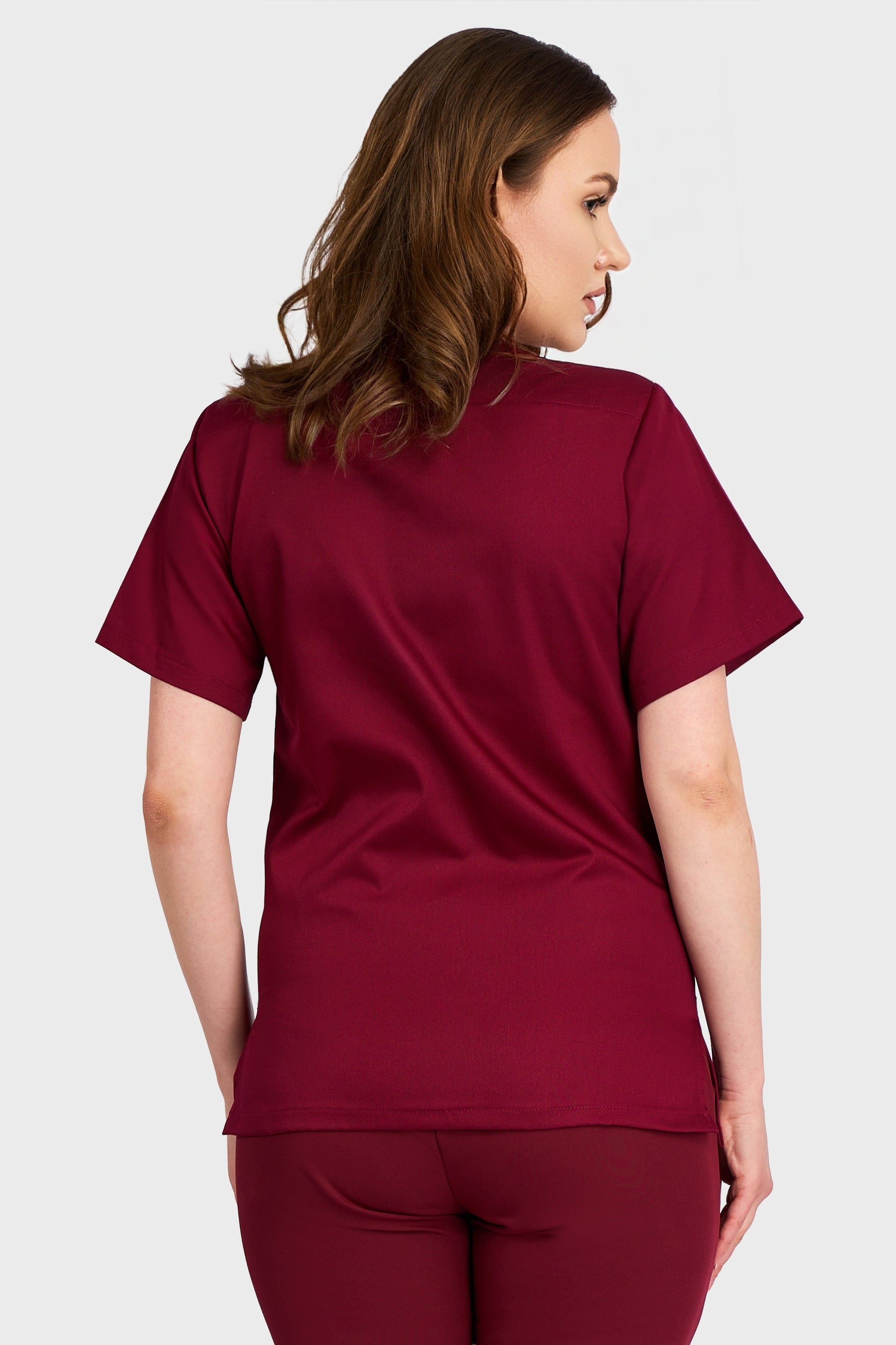 Bluza Medicala Dona Femei - Bordo - vedere spate - Akitex 