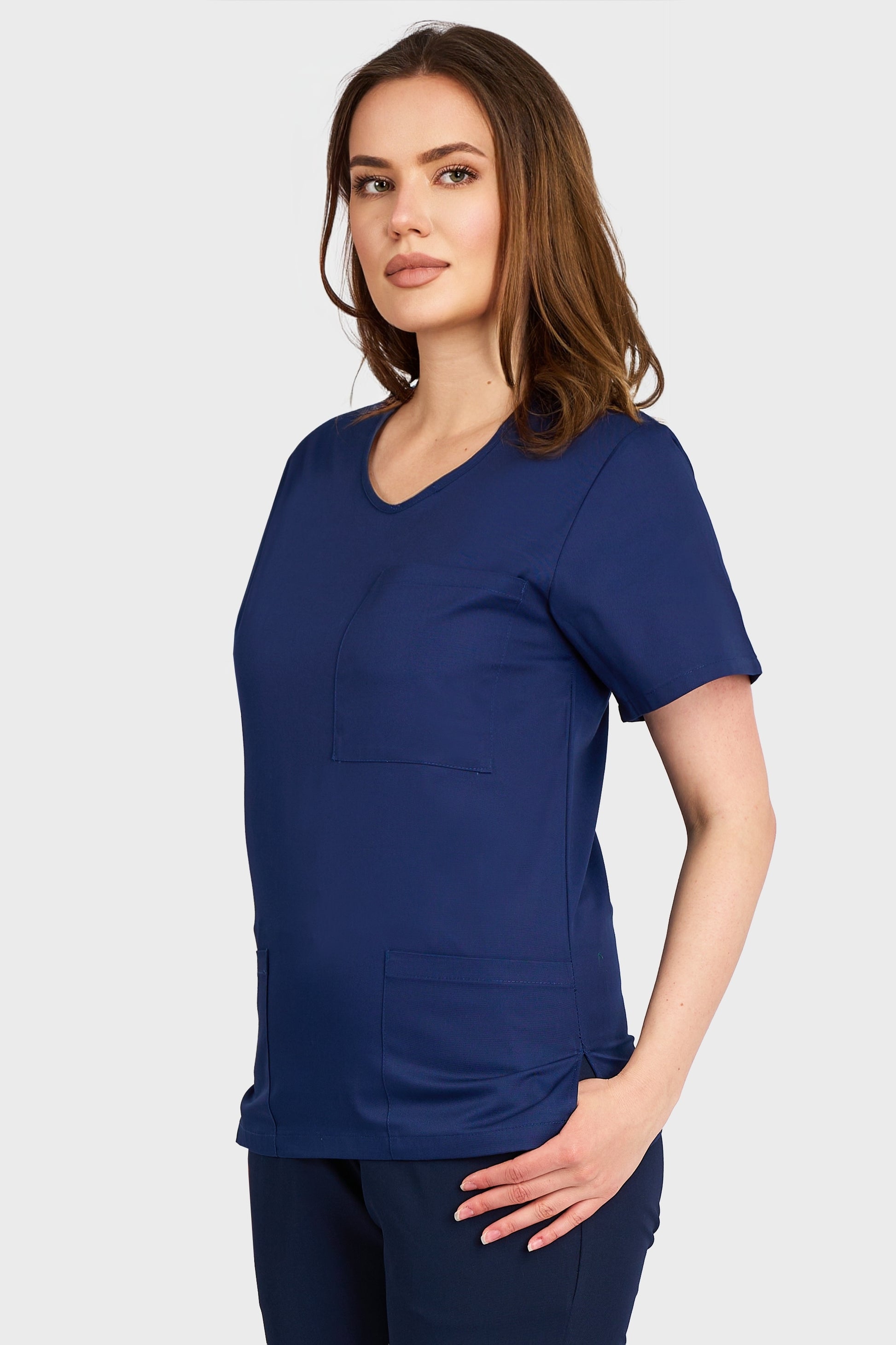 Bluza Medicala Dona Femei  - Navy - vedere laterala - Akitex 