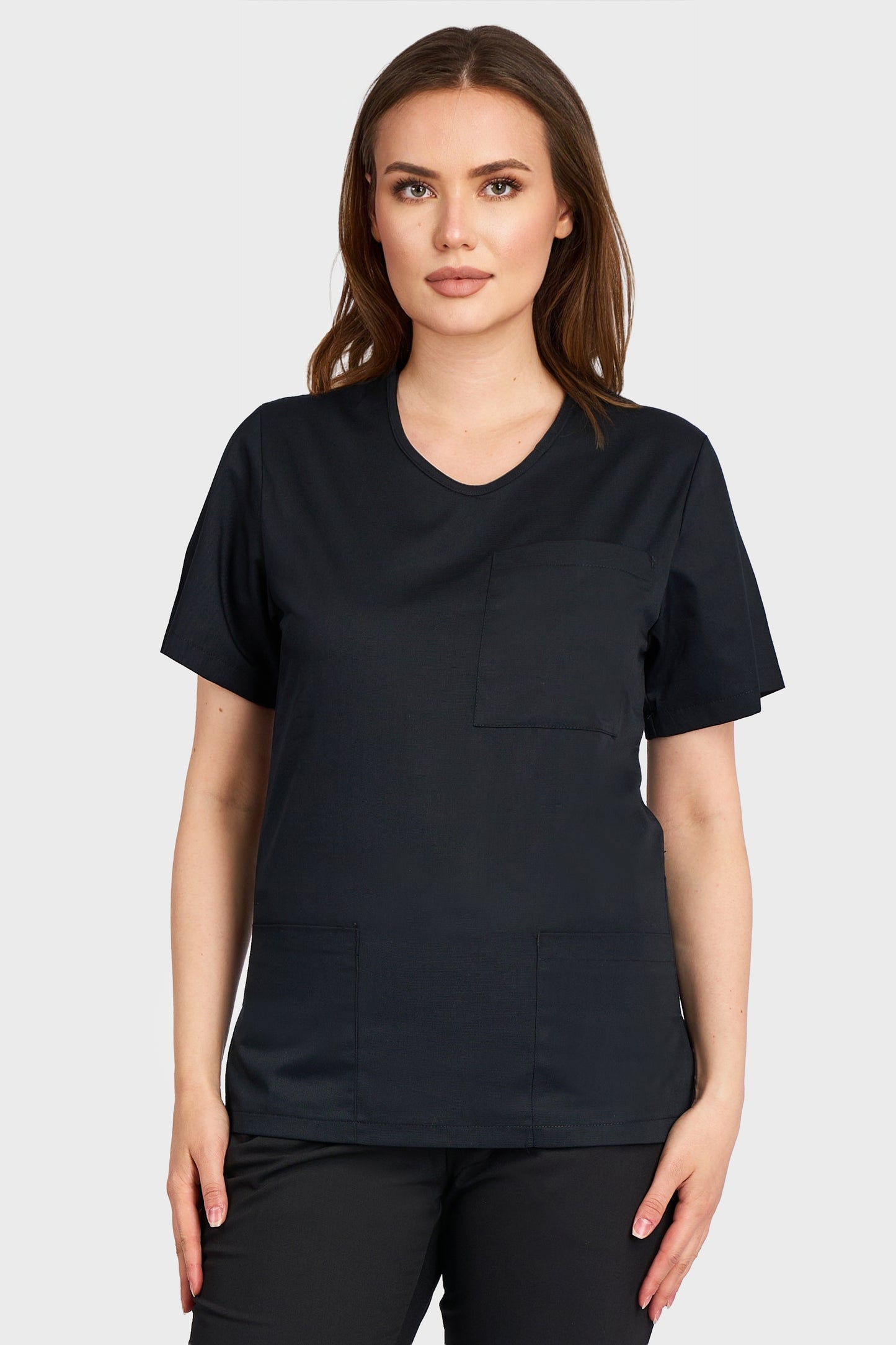 Bluza Medicala Dona Femei - Negru - vedere frontala - Akitex 