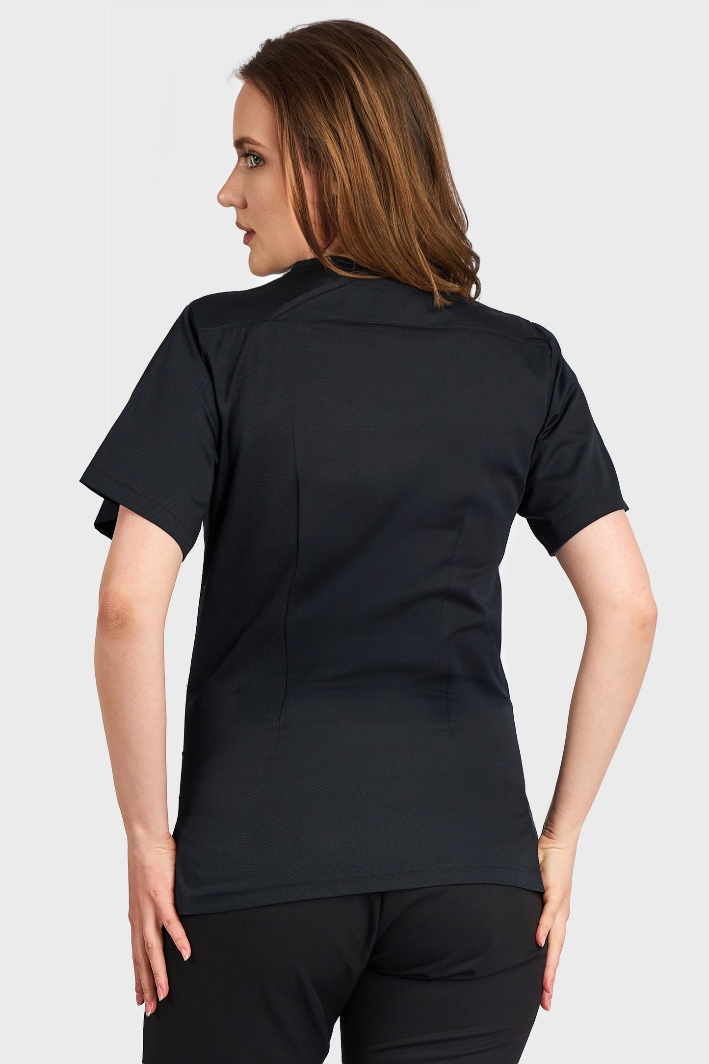 Bluza Medicala Dona Femei - Negru - vedere spate - Akitex 