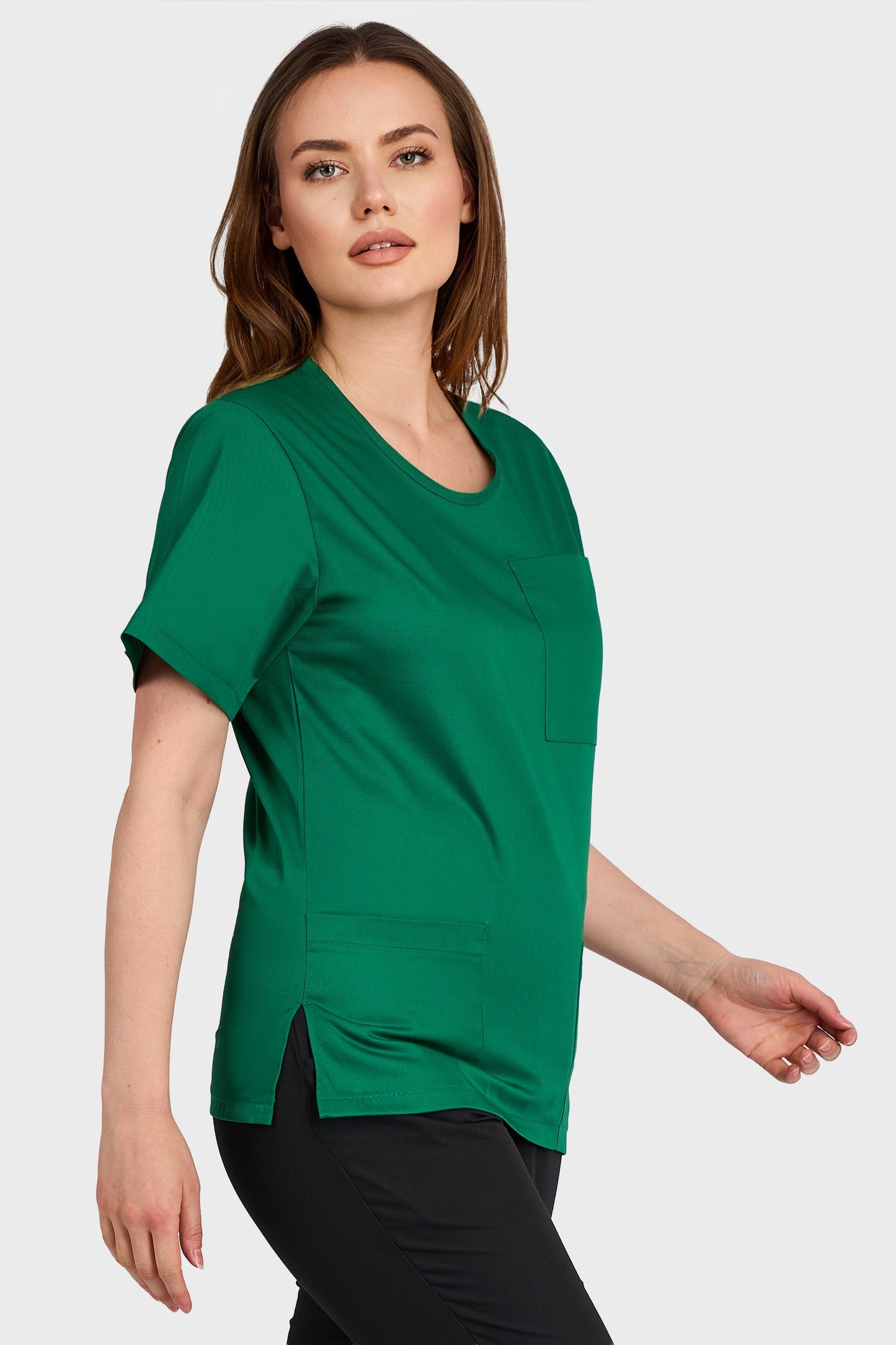 Bluza Medicala Dona Femei - Verde - vedere laterala - Akitex 