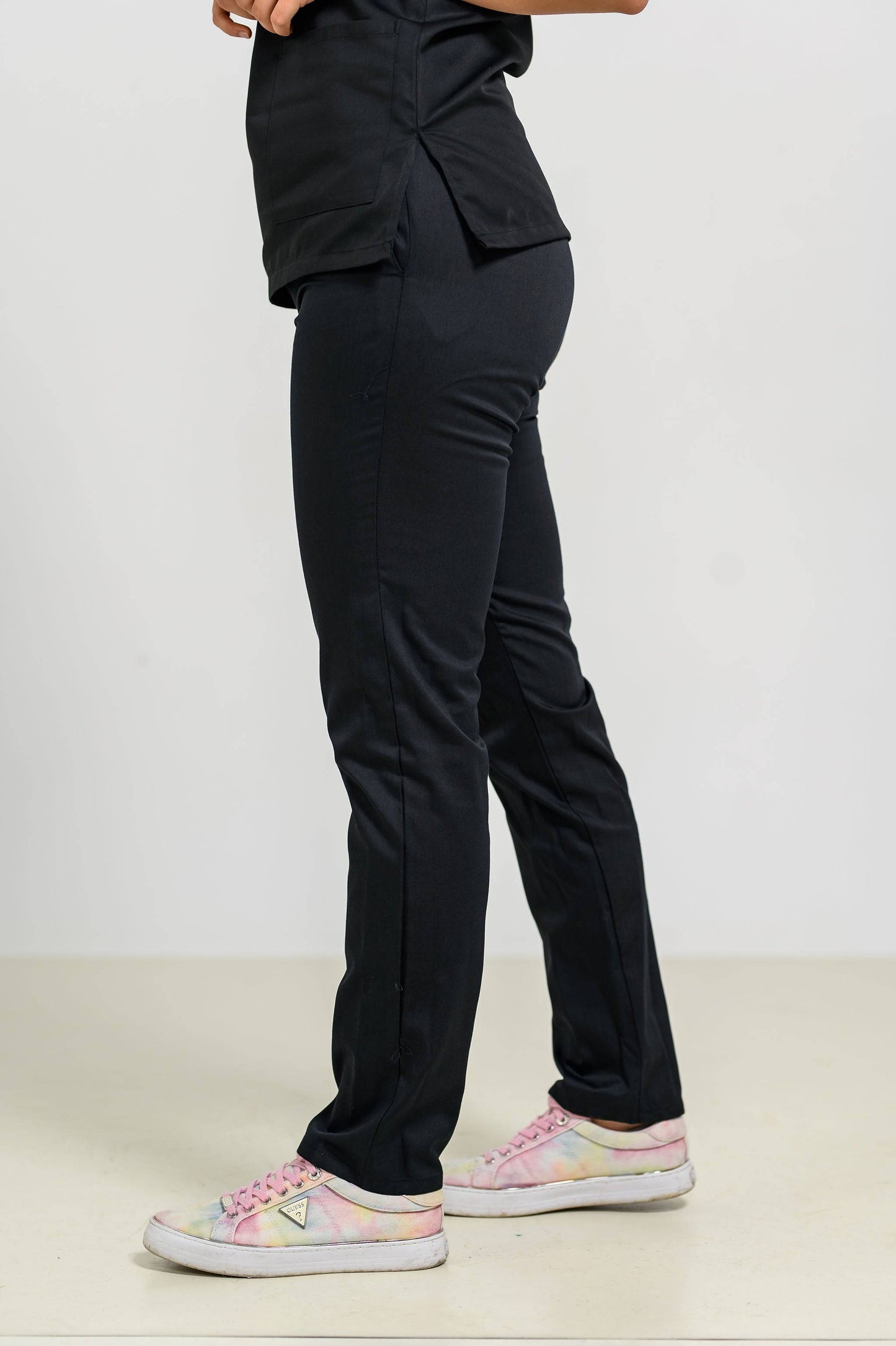 Pantaloni Medicali de Dama - Negru - vedere lateral stanga - Akitex 
