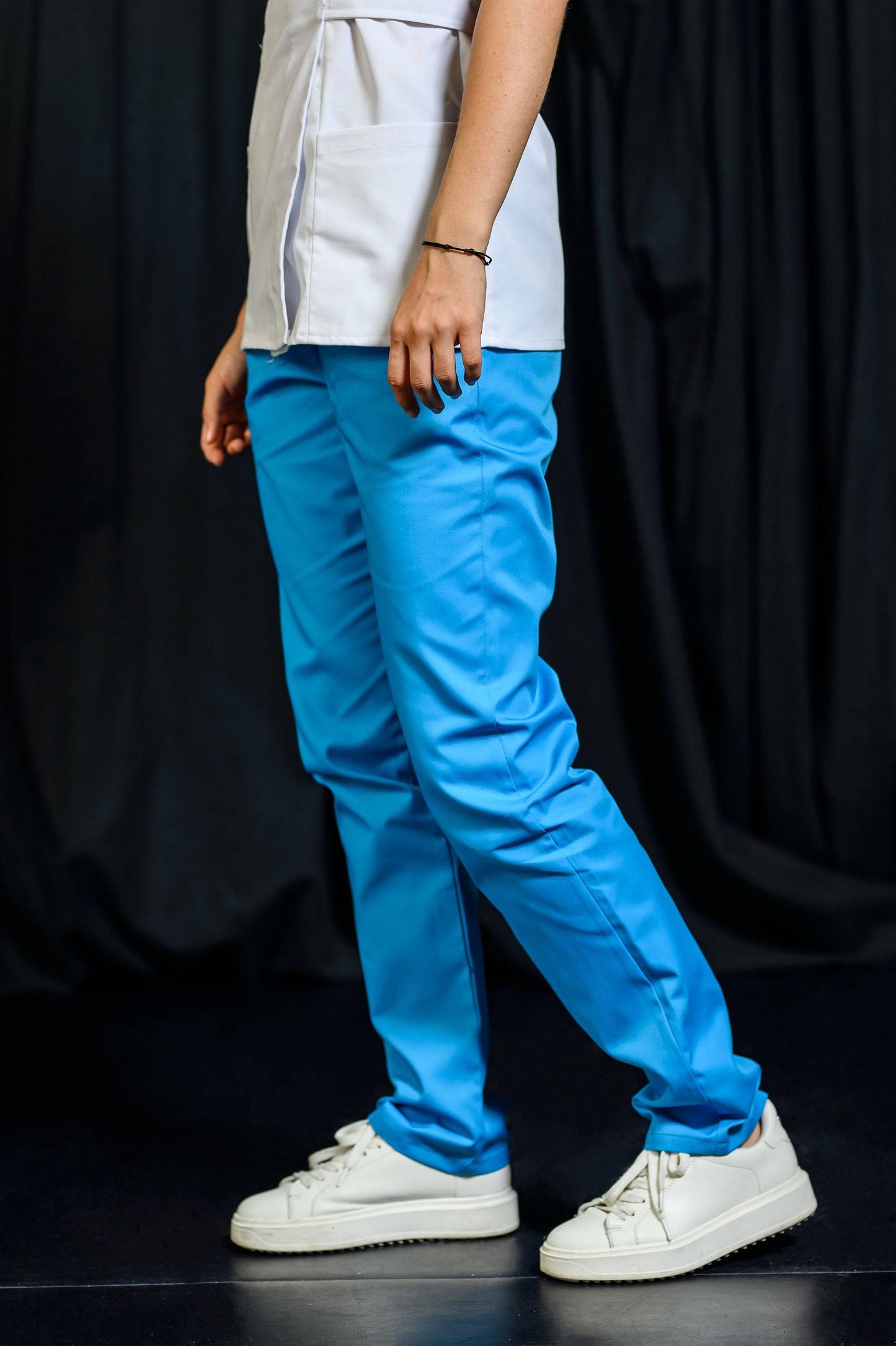 Pantaloni Medicali de Dama - Turquoise - vedere  lateral dreapta - Akitex 