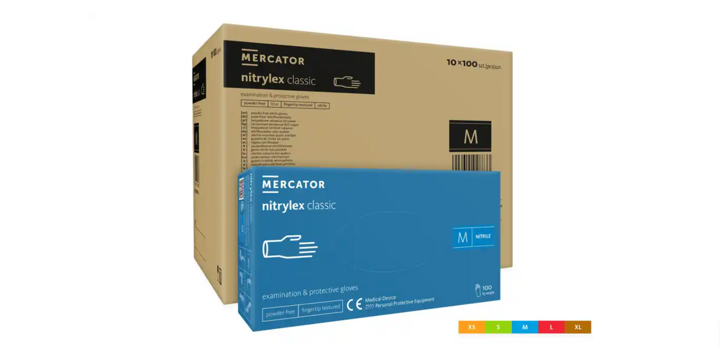 Manusi de Protectie Mercator Nepudrate  NITRYLEX® 100 bucati / cutie - Akitex Costume Medicale