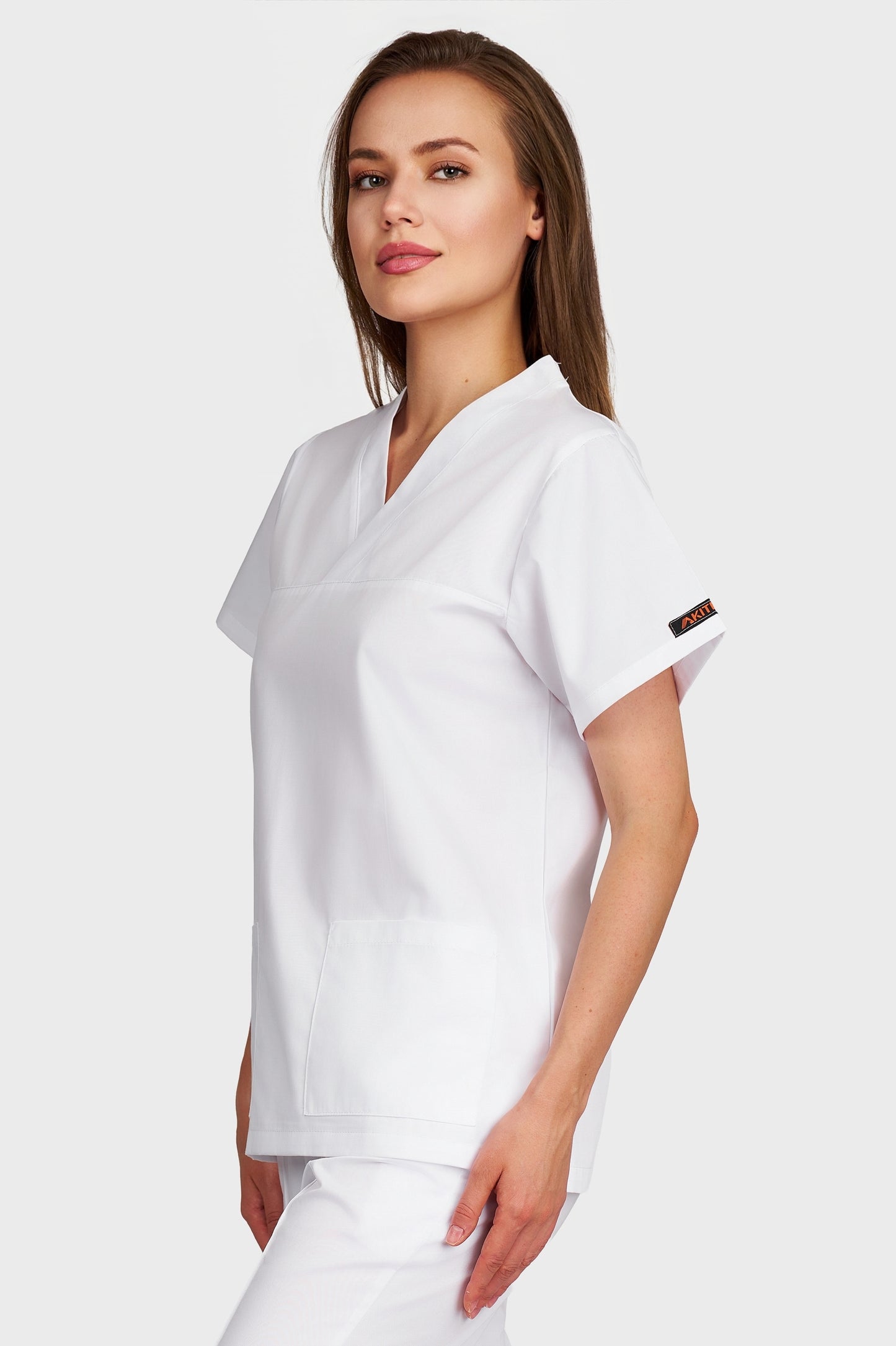 Bluza medicala femei Frieda alb - vedere laterala - AKITEX