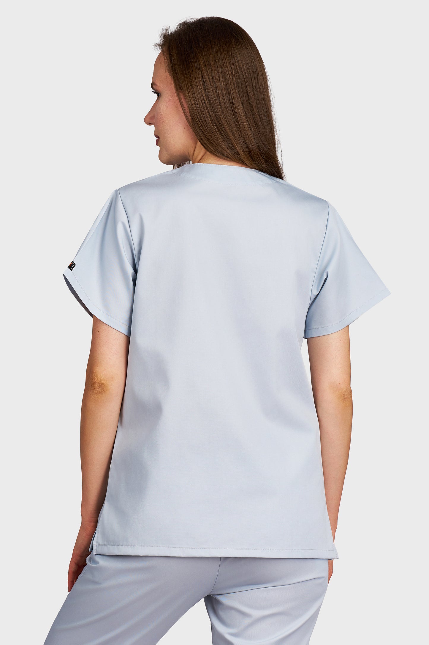 Bluza medicala femei Frieda gri - vedere din spate - AKITEX