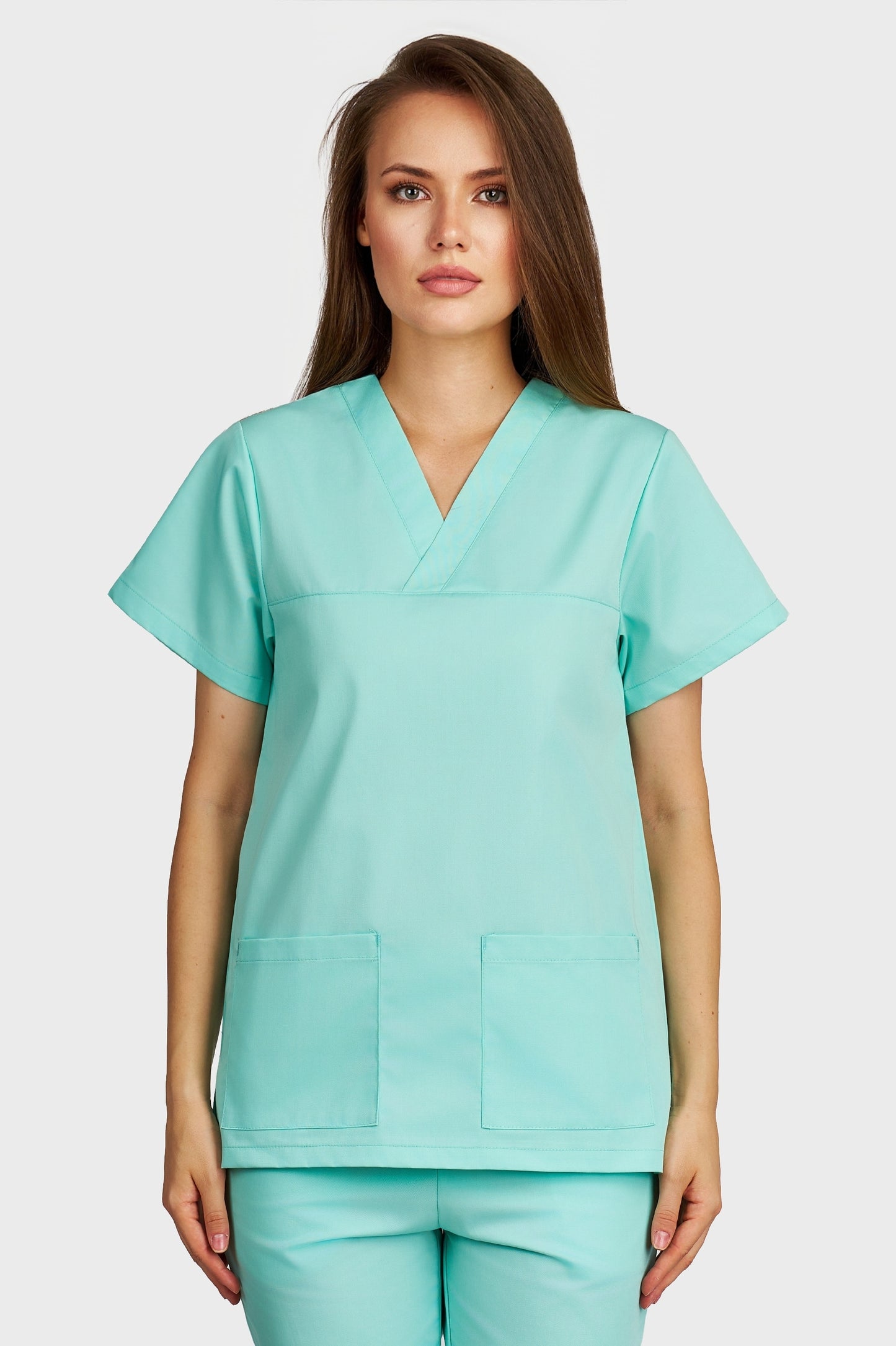 Bluza medicala femei Frieda menta - vedere din fata - AKITEX