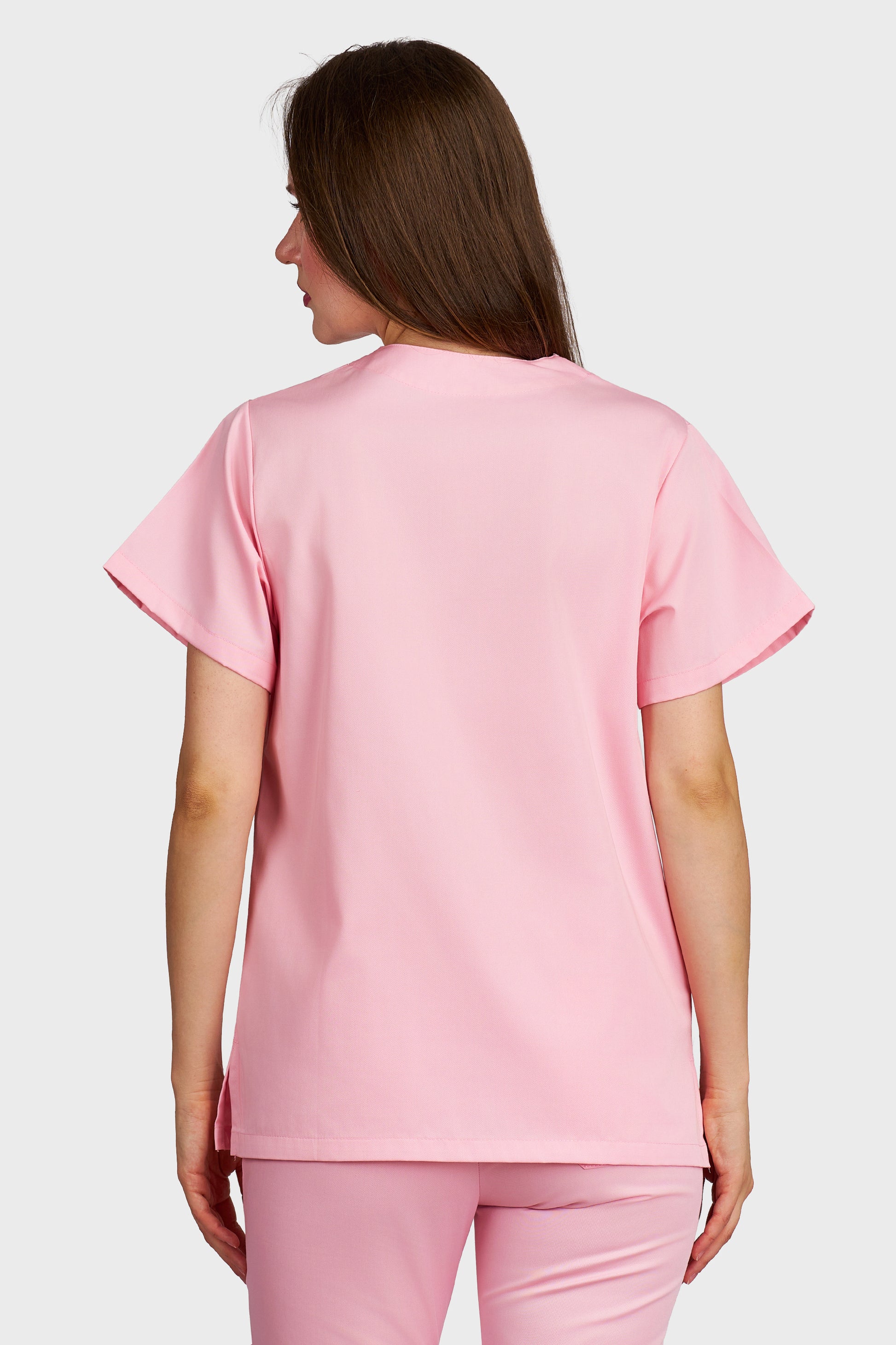 Bluza medicala femei Frieda roz - vedere din spate - AKITEX