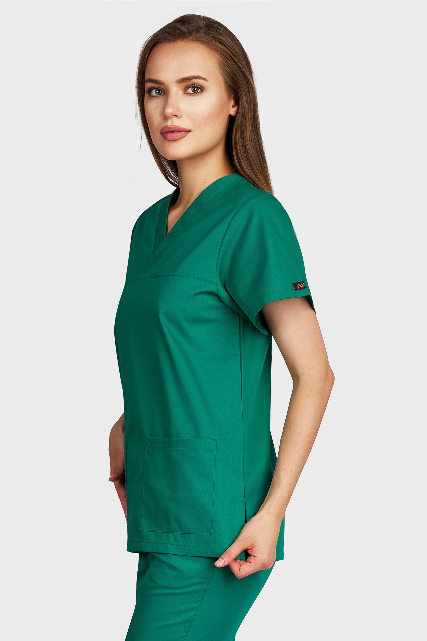 Bluza medicala femei Frieda verde - vedere laterala - AKITEX