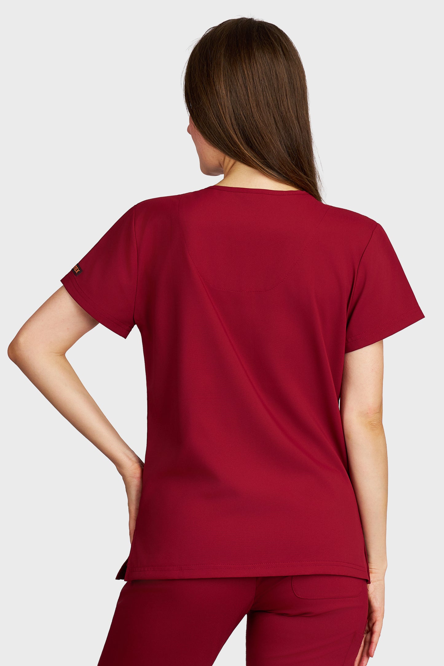 Bluza medicala femei Tosca bordo stretch - vedere din spate - AKITEX