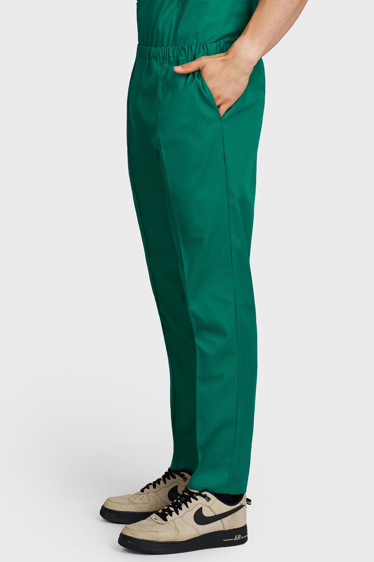 Pantaloni medicali barbati Alisa verde - vedere laterala - AKITEX