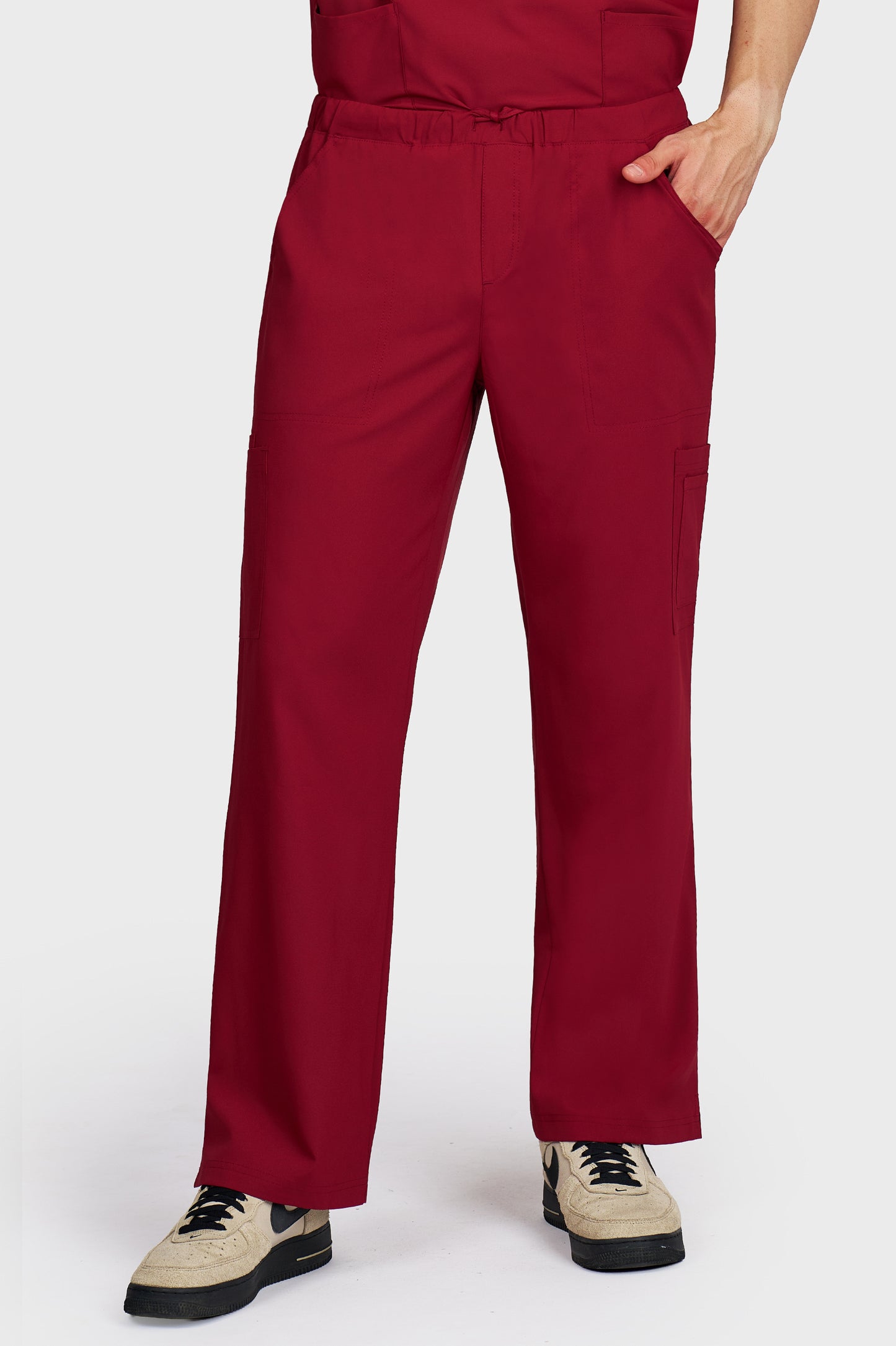Pantaloni medicali barbati Cargo bordo stretch - vedere din fata - AKITEX