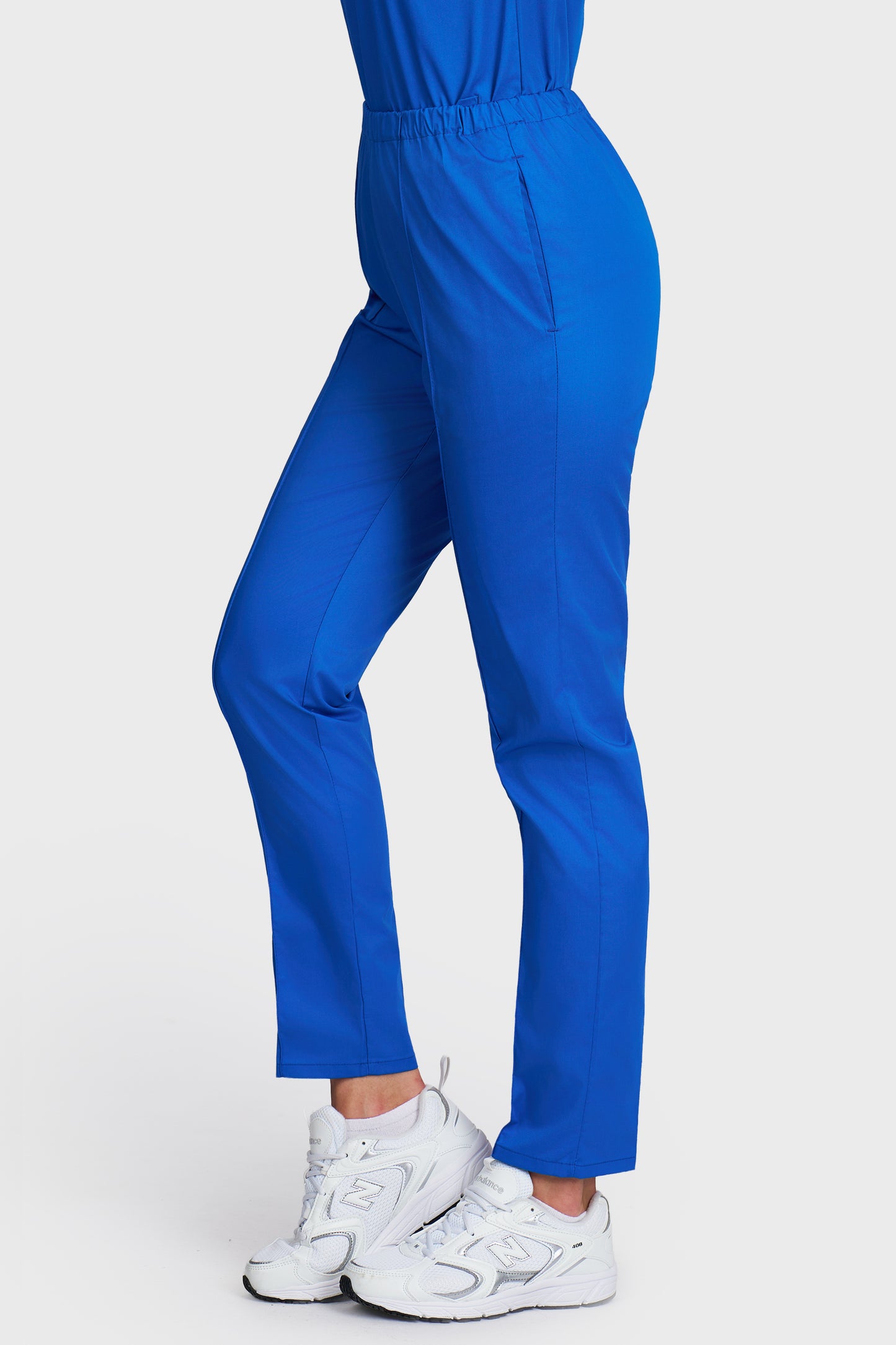 Pantaloni medicali femei Alisa albastru royal - vedere laterala - AKITEX