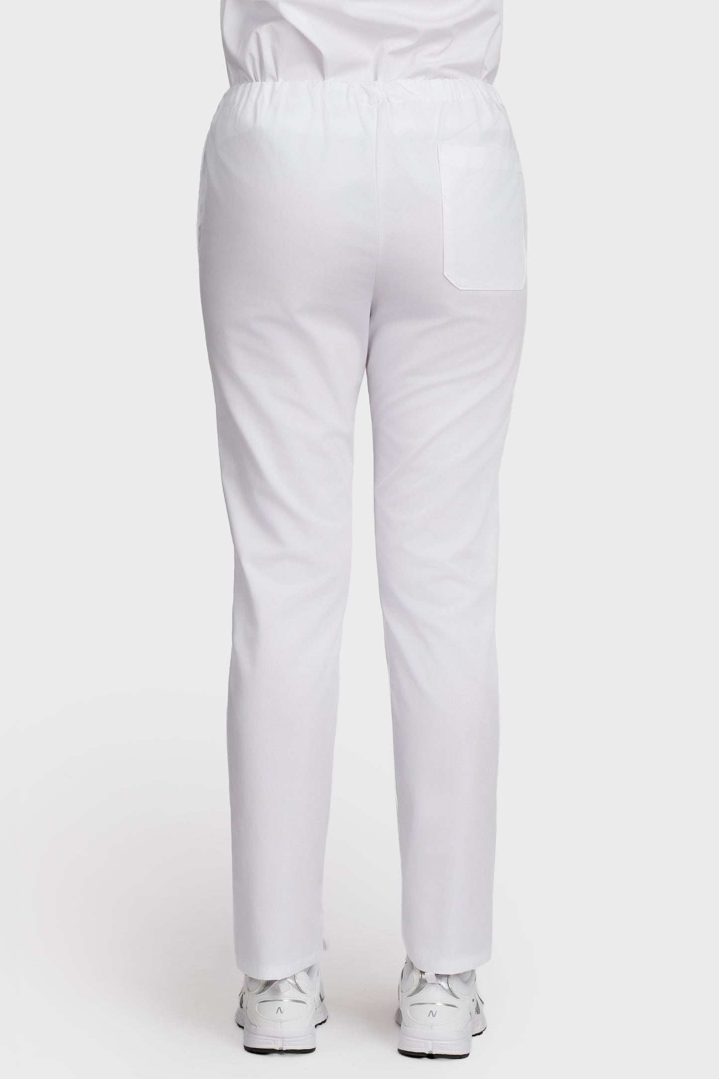 Pantaloni medicali femei cu elastic alb - vedere din spate - AKITEX