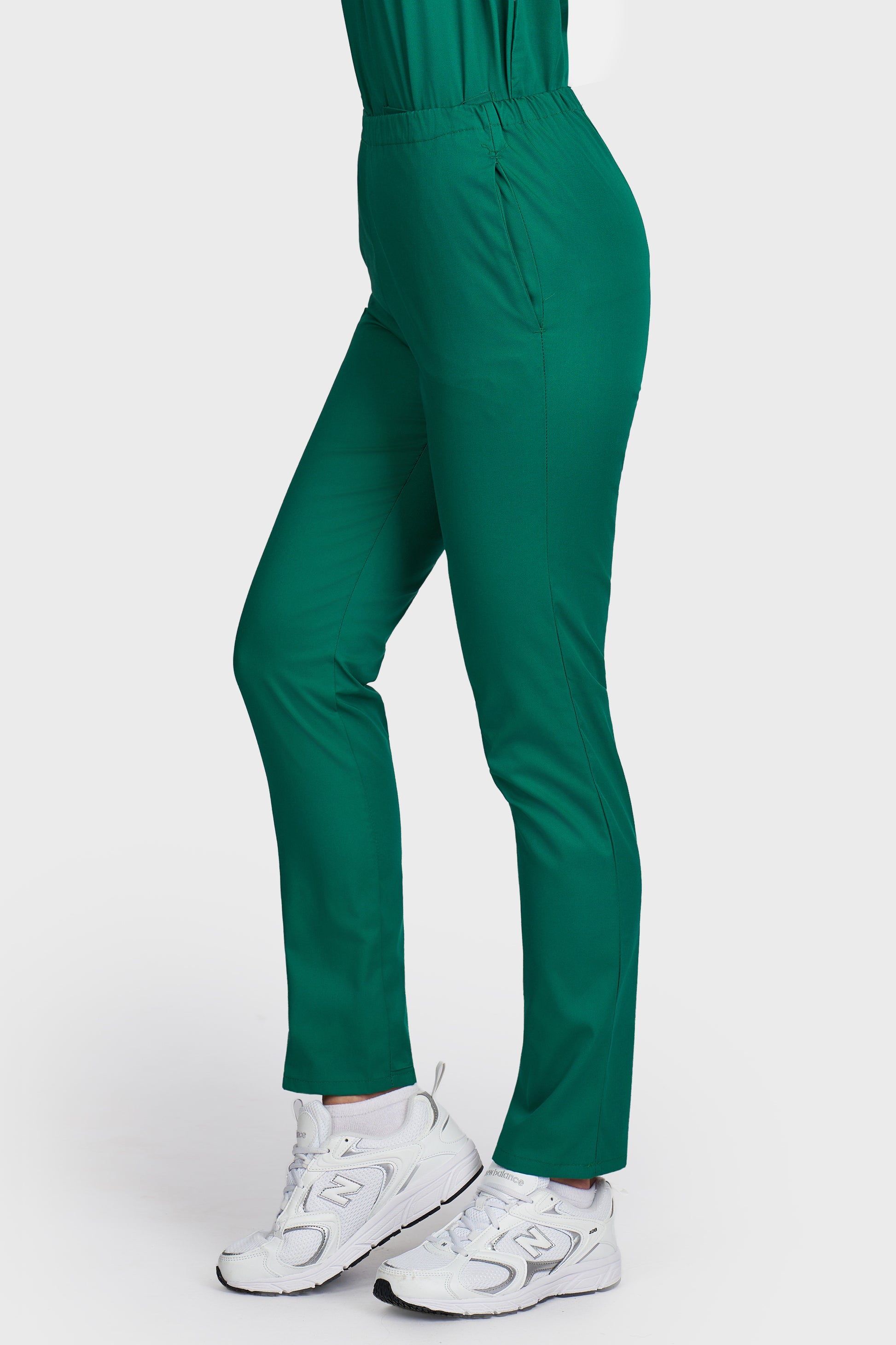 Pantaloni medicali femei cu elastic verde - vedere laterala - AKITEX